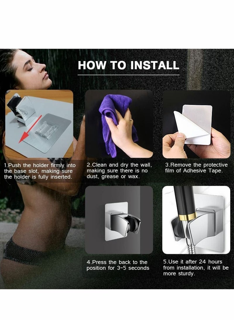 Y&D Shower Head Holder, Adhesive Handheld Holder No Drilling Wall Mount Bracket for Home Bathroom No-Damage  - Image 2