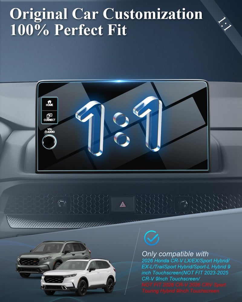 BIBIBO for 2026 Honda CRV Screen Protector 2026 Honda CR-V (LX/EX/Sport Hybrid/EX-L/TrailSport Hybrid/Sport-L Hybrid )9" Touchscreen [Tempered Glass Anti-Scratch Ultra-Clear] Honda CRV Accessories 2026 - Image 4