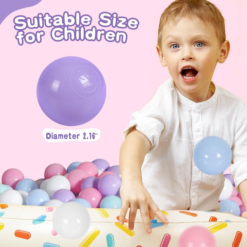 TRENDBOX Ball Pit Balls 100 - Macaron Colors Balls for Ball Pit, Play Tent Baby Playhouse Pool Birthday Party Decoration (B-Purple, Pink, Blue& White) - Image 4