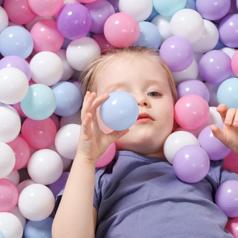 TRENDBOX Ball Pit Balls 100 - Macaron Colors Balls for Ball Pit, Play Tent Baby Playhouse Pool Birthday Party Decoration (B-Purple, Pink, Blue& White) - Image 2