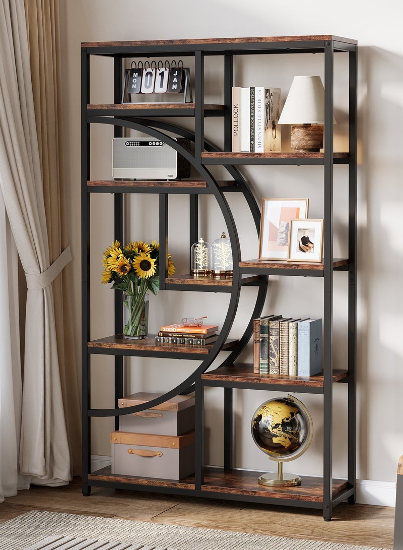 LITTLE TREE Bookshelf, Industrial 5 Tier Etagere Bookcase, Freestanding Tall Bookshelves Display Shelf Storage Organizer with 9-Open Storage Shelf for Living Room, Bedroom - Image 1
