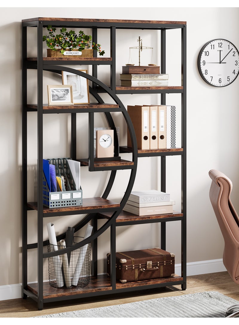 LITTLE TREE Bookshelf, Industrial 5 Tier Etagere Bookcase, Freestanding Tall Bookshelves Display Shelf Storage Organizer with 9-Open Storage Shelf for Living Room, Bedroom - Image 3