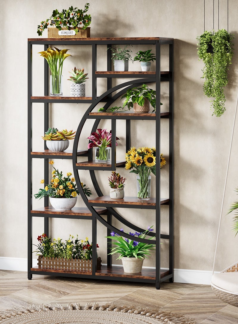 LITTLE TREE Bookshelf, Industrial 5 Tier Etagere Bookcase, Freestanding Tall Bookshelves Display Shelf Storage Organizer with 9-Open Storage Shelf for Living Room, Bedroom - Image 4