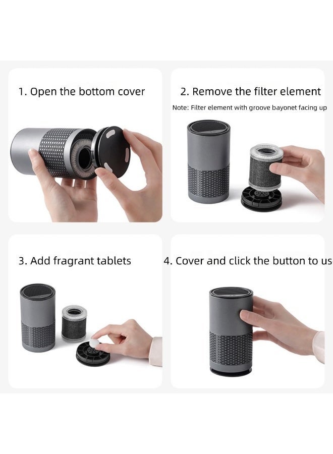 Mini Car Air Purifier with True Filter, Portable Air Cleaner for Car & Office, Eliminates Smoke, Dust, Pollen, White - Image 4