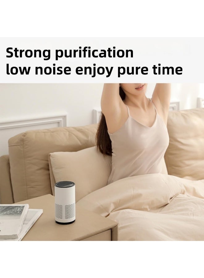 Mini Car Air Purifier with True Filter, Portable Air Cleaner for Car & Office, Eliminates Smoke, Dust, Pollen, White - Image 5