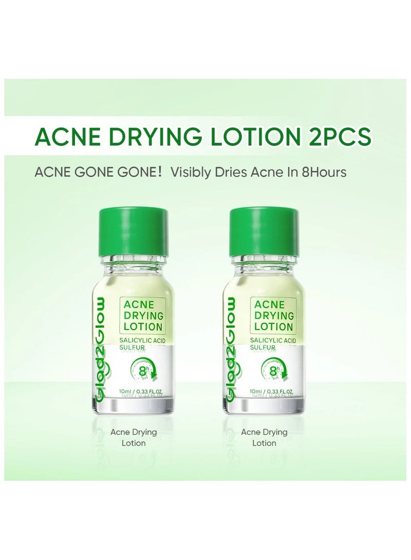 Glad2Glow Acne Drying Lotion Calms Acne Treatment Salicylic Acid Pimple Acne Patch Scar Dark Spot Package of 2 - Image 1