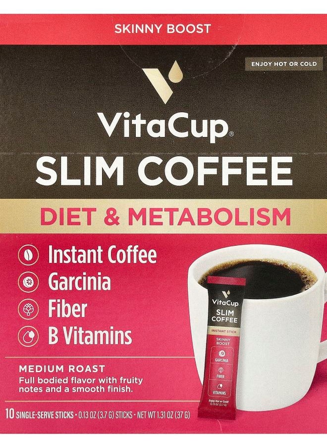 VitaCup Slim Instant Coffee Medium Roast 10 Single-Serve Sticks 0.13 oz (3.7 g) Each 