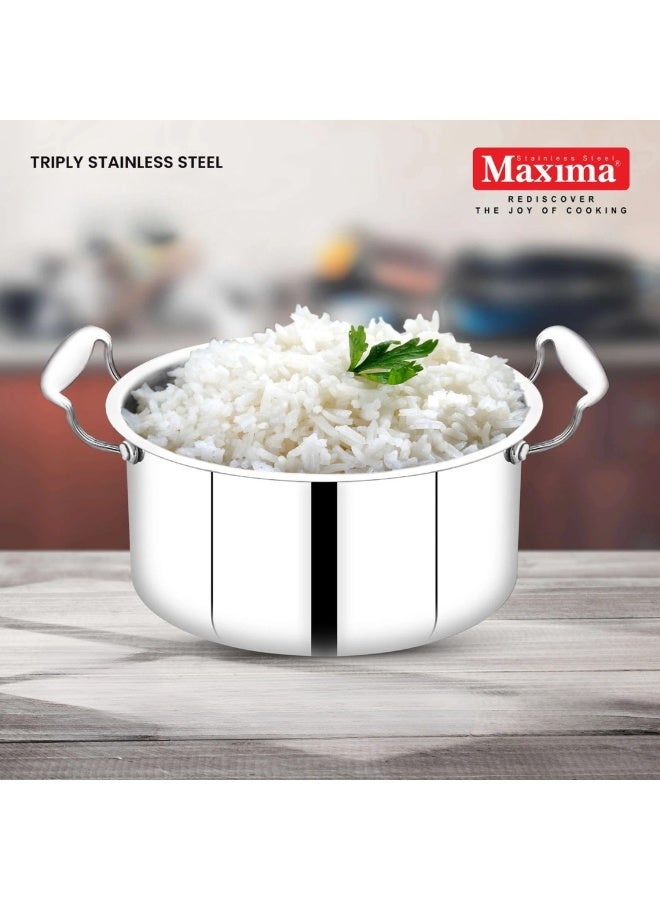 Maxima Indian Stainless Steel Cooking Pot Premium Quality | Tri Ply Base | Non-stick | Cool-Touch Handle | 24 CM - Image 3