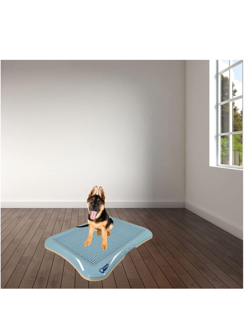 أن ان سي بيتس مرحاض تدريب الكلاب، مرحاض تدريب الكلاب من السلالة الصغيرة مع صينية، صينية فضلات الكلاب، للنظافة، يحافظ على نظافة الكفوف والأرضية، محمول، سهل التنظيف، متين، لون أزرق، حجم صغير 64 سم - Image 3