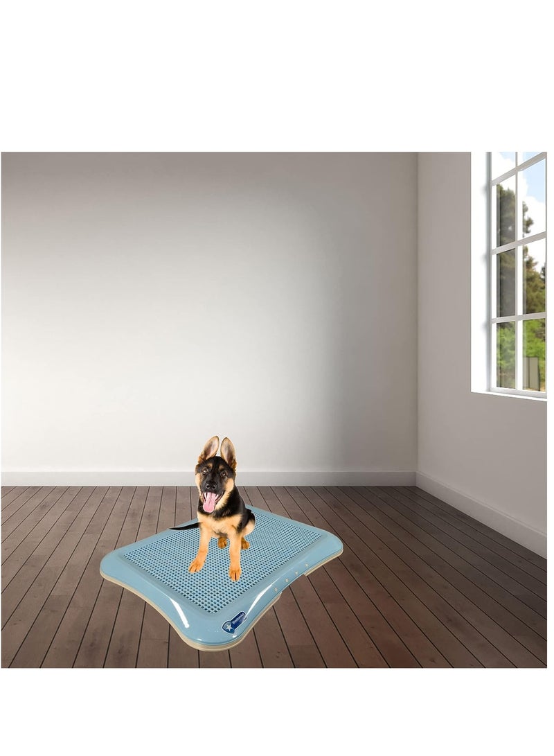 أن ان سي بيتس مرحاض تدريب الكلاب، مرحاض تدريب الكلاب من السلالة الصغيرة مع صينية، صينية فضلات الكلاب، للنظافة، يحافظ على نظافة الكفوف والأرضية، محمول، سهل التنظيف، متين، لون أزرق، حجم صغير 64 سم - Image 5