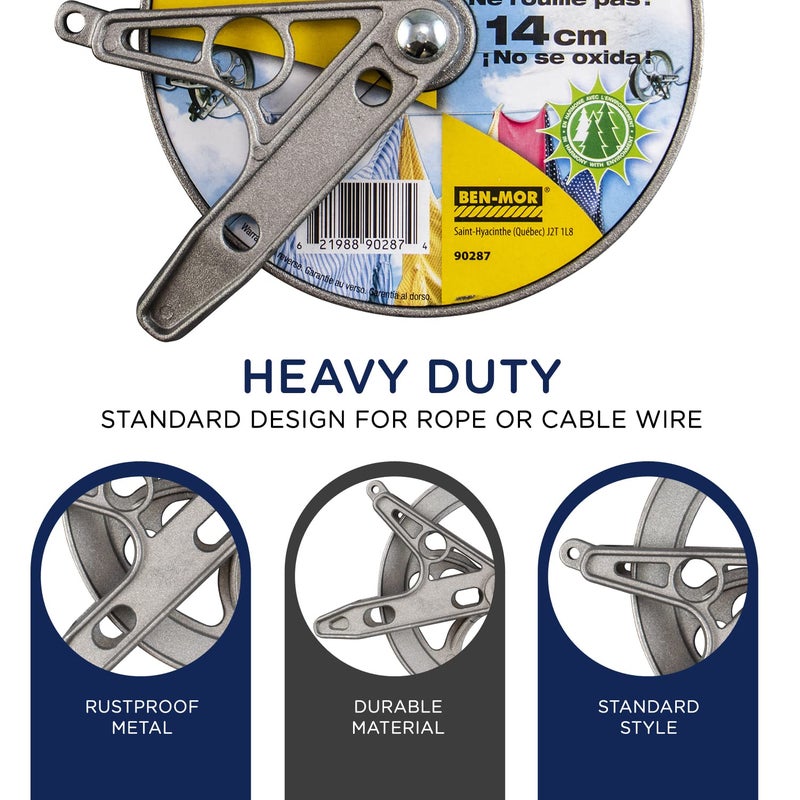 Strata Ben-Mor Strata Outdoor Clothesline Pulley - 5.5'' Heavy Duty Metal  Rustproof Silver Pulley for Clothes Line Outdoors  Outdoor Laundry Line Pulley for Clothes  Coats  Blankets  & More - Image 3