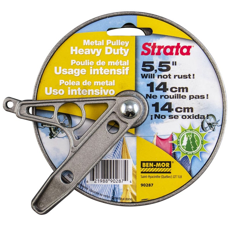 Strata Ben-Mor Strata Outdoor Clothesline Pulley - 5.5'' Heavy Duty Metal  Rustproof Silver Pulley for Clothes Line Outdoors  Outdoor Laundry Line Pulley for Clothes  Coats  Blankets  & More - Image 1