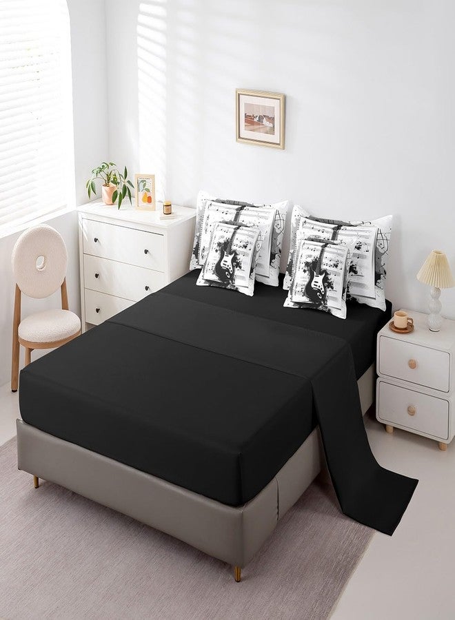 Feelyou Music 7 Pieces Bedding Set Twin Size Guitar Comforter Set with Sheets for Kids Boys Girls Rock Music Bed in a Bag Guitar Instruments Bed Set - Image 4