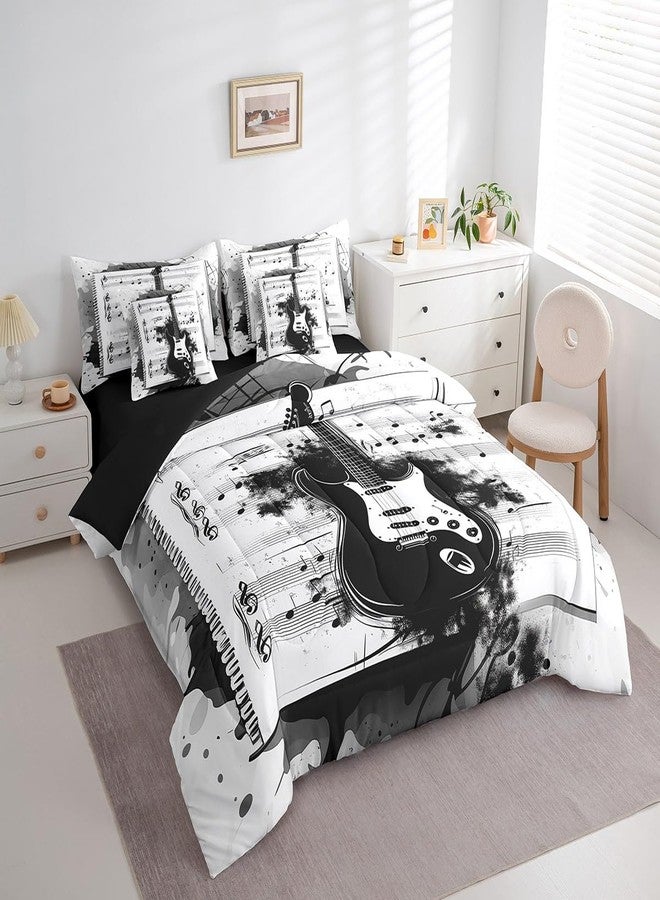 Feelyou Music 7 Pieces Bedding Set Twin Size Guitar Comforter Set with Sheets for Kids Boys Girls Rock Music Bed in a Bag Guitar Instruments Bed Set - Image 2