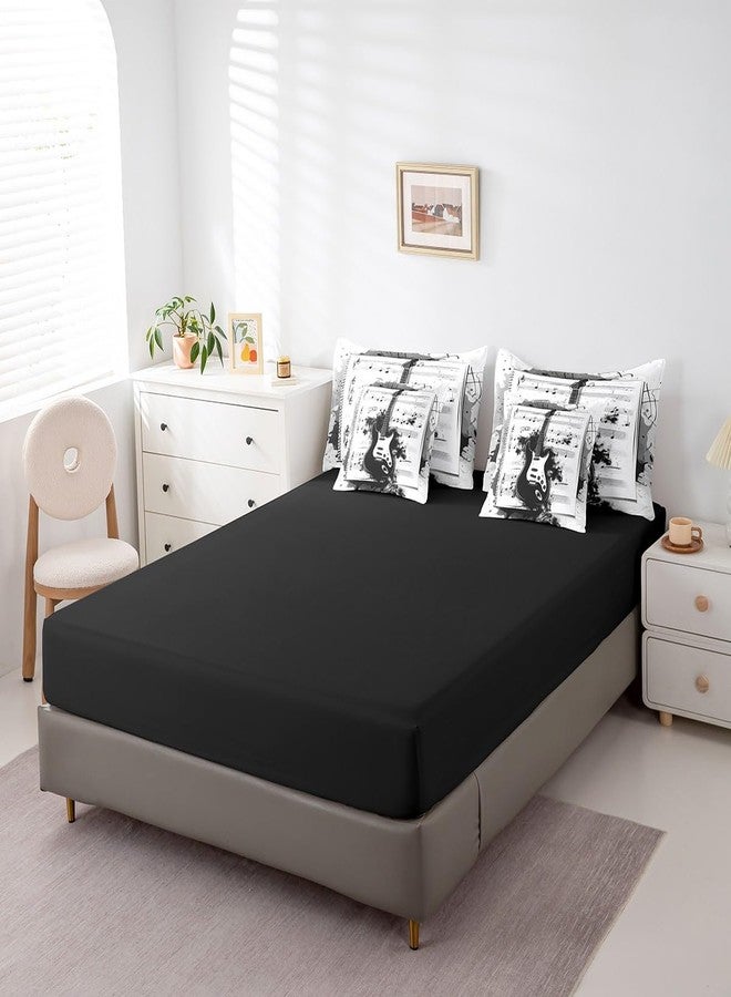 Feelyou Music 7 Pieces Bedding Set Twin Size Guitar Comforter Set with Sheets for Kids Boys Girls Rock Music Bed in a Bag Guitar Instruments Bed Set - Image 5