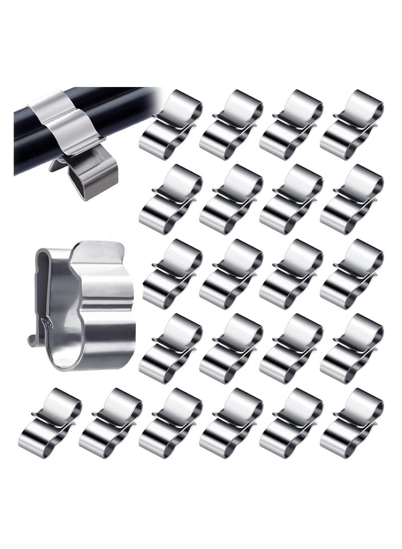50 Pcs Trailer Frame Wire Clips Stainless Steel Metal Cable Clips Solar Panel Double Wire Clamps Trailer Clamps for PV Wiring Boat Cable  - Image 1