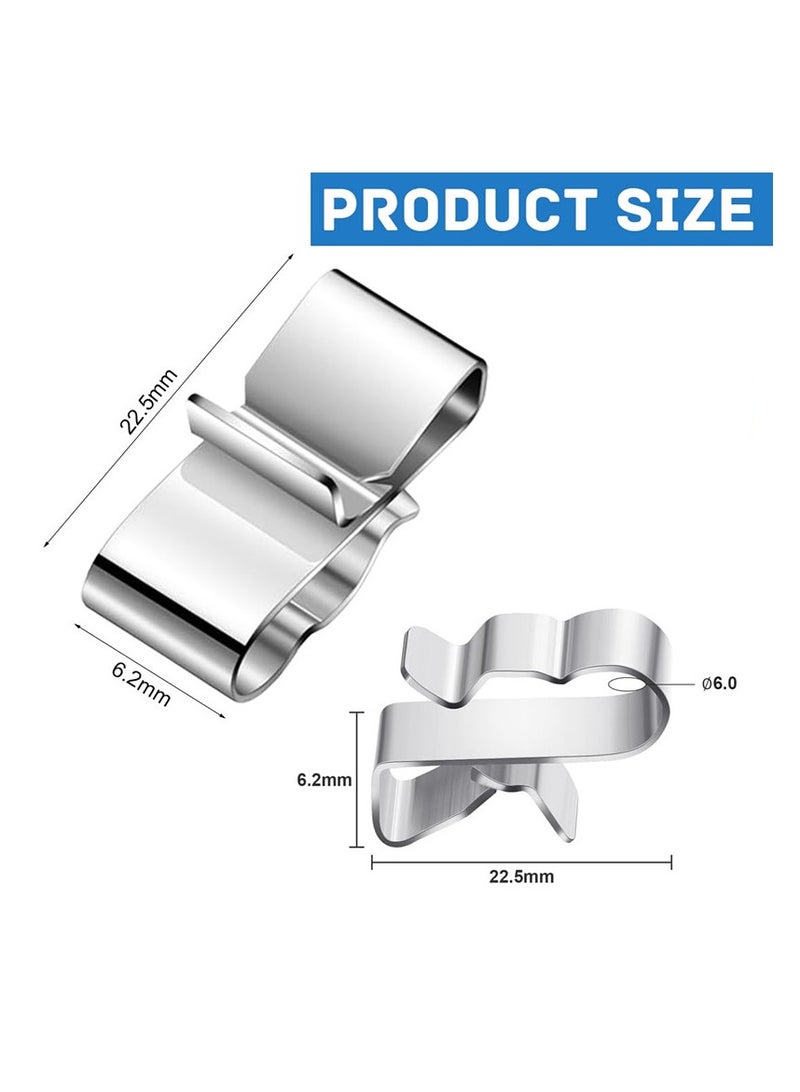 50 Pcs Trailer Frame Wire Clips Stainless Steel Metal Cable Clips Solar Panel Double Wire Clamps Trailer Clamps for PV Wiring Boat Cable  - Image 2