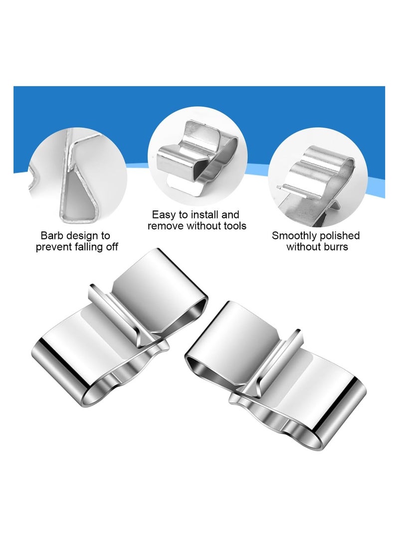50 Pcs Trailer Frame Wire Clips Stainless Steel Metal Cable Clips Solar Panel Double Wire Clamps Trailer Clamps for PV Wiring Boat Cable  - Image 3