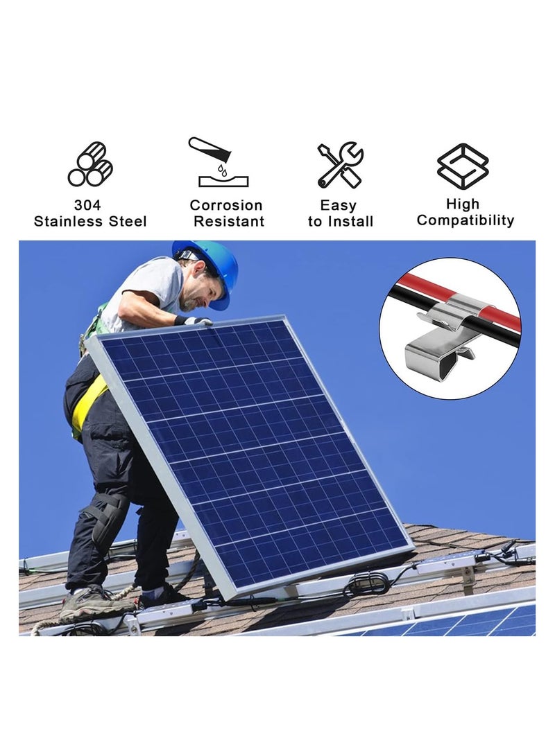 50 Pcs Trailer Frame Wire Clips Stainless Steel Metal Cable Clips Solar Panel Double Wire Clamps Trailer Clamps for PV Wiring Boat Cable  - Image 4