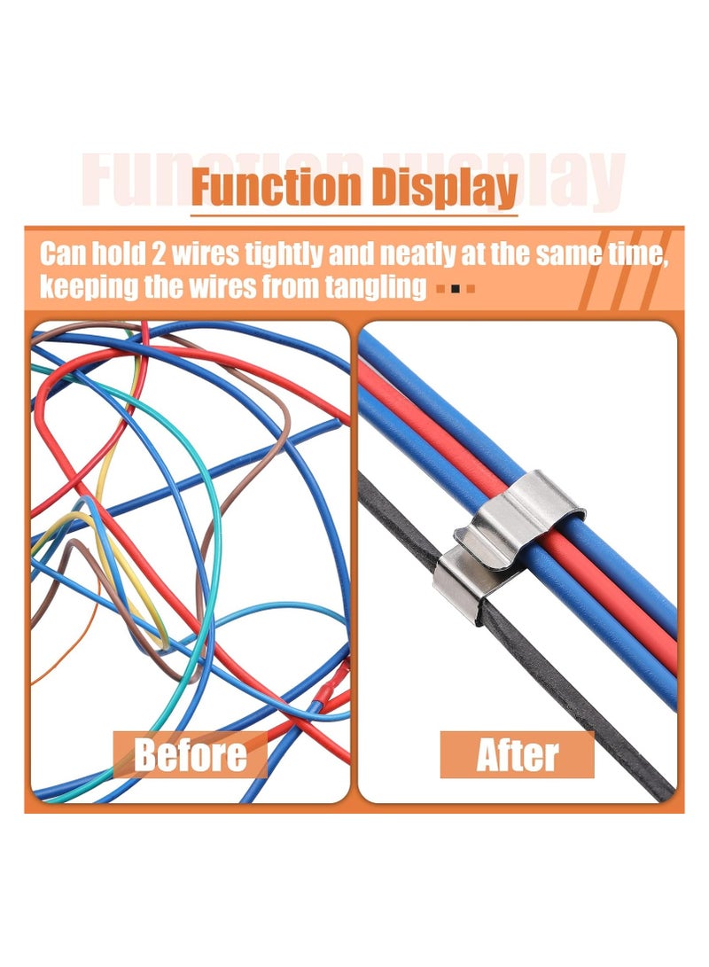 50 Pcs Trailer Frame Wire Clips Stainless Steel Metal Cable Clips Solar Panel Double Wire Clamps Trailer Clamps for PV Wiring Boat Cable  - Image 5
