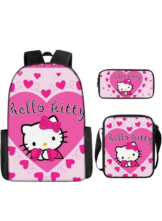 هالو كيتي مرحبا كيتي على ظهره مقلمة حقيبة ثلاثة قطعة دعوى الرجال والنساء الترفيه الرياضة حقيبة السفر طالب حقيبة المدرسة - Image 1
