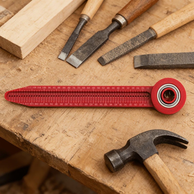 Red Precision 360 Degree Circle Marker Scribe Gauge Portable Carpenter Tool - Image 1