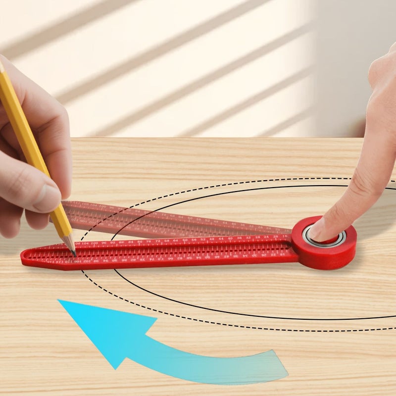 Red Precision 360 Degree Circle Marker Scribe Gauge Portable Carpenter Tool - Image 2