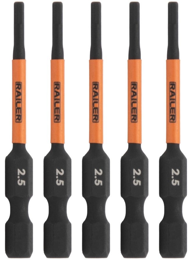 Railer Hex 2.5mm Impact Driver Bit - Allen Wrench Drill Hex Bits. 1/4 Quick Release S2 Steel 2 inch 2.5mm Hex Bits. (5 Pack) - Image 1