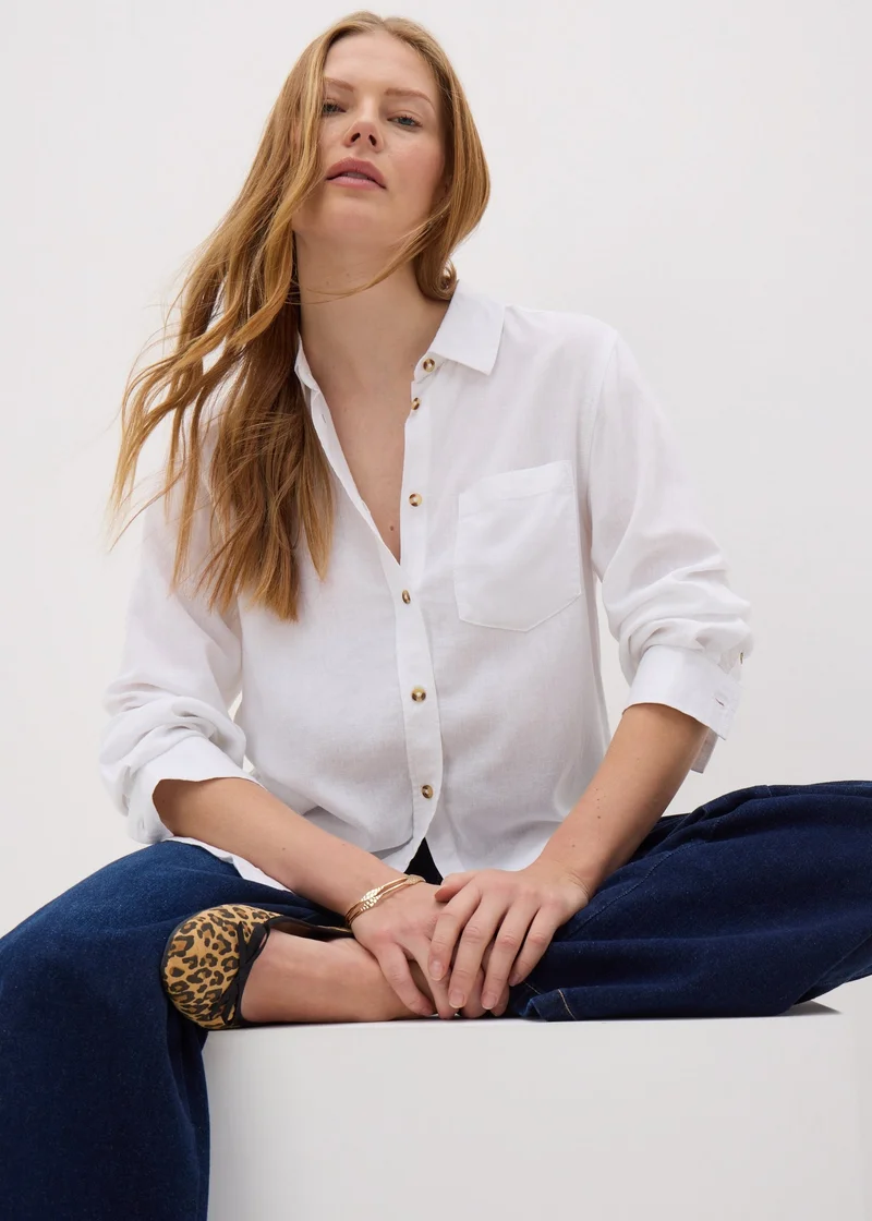 Matalan White Linen Blend Shirt
