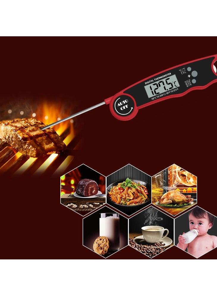 bbdd High Precision Digital Meat Thermometer,LCD Display Screen,Waterproof Ultra Fast Thermometer with Backlight & Calibration,Fast Reading, Essential for Kitchen,BBQ Grill,Beef(Red) - Image 2