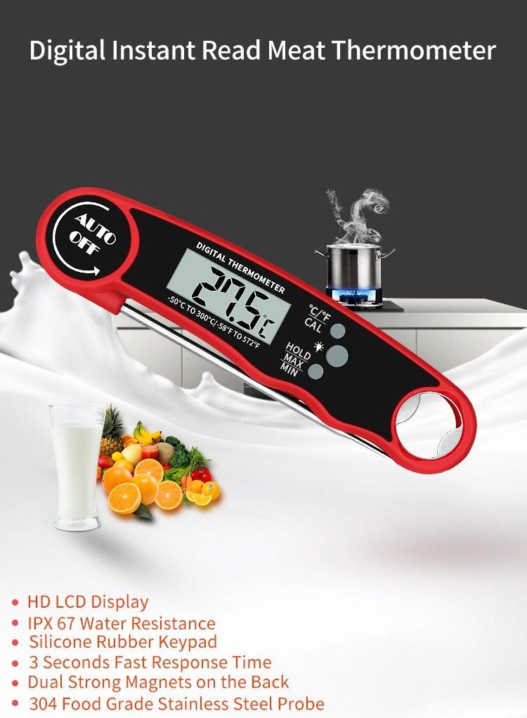 bbdd High Precision Digital Meat Thermometer,LCD Display Screen,Waterproof Ultra Fast Thermometer with Backlight & Calibration,Fast Reading, Essential for Kitchen,BBQ Grill,Beef(Red) - Image 5