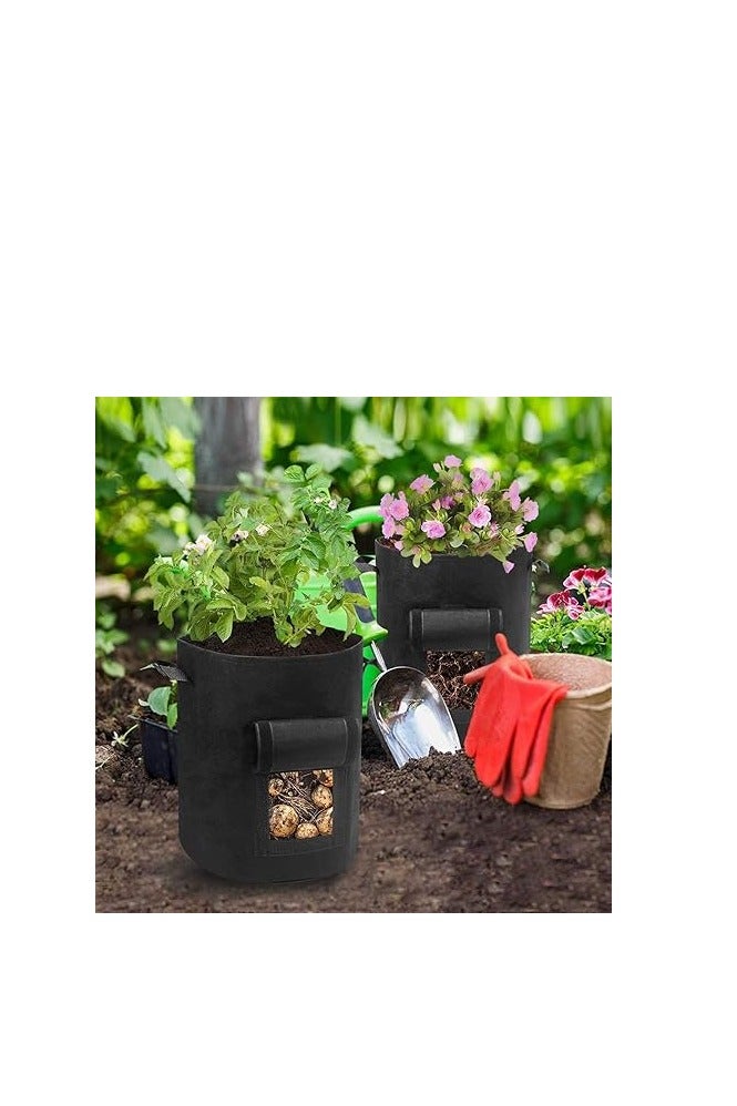 ROTRES 4 Bags for Potato Growing, 10 Gallon Non-Woven Plant Bags, 35L, Garden Seedling Bag with Viewing Window and Handles, Grow Potatoes and Tomatoes - Image 2