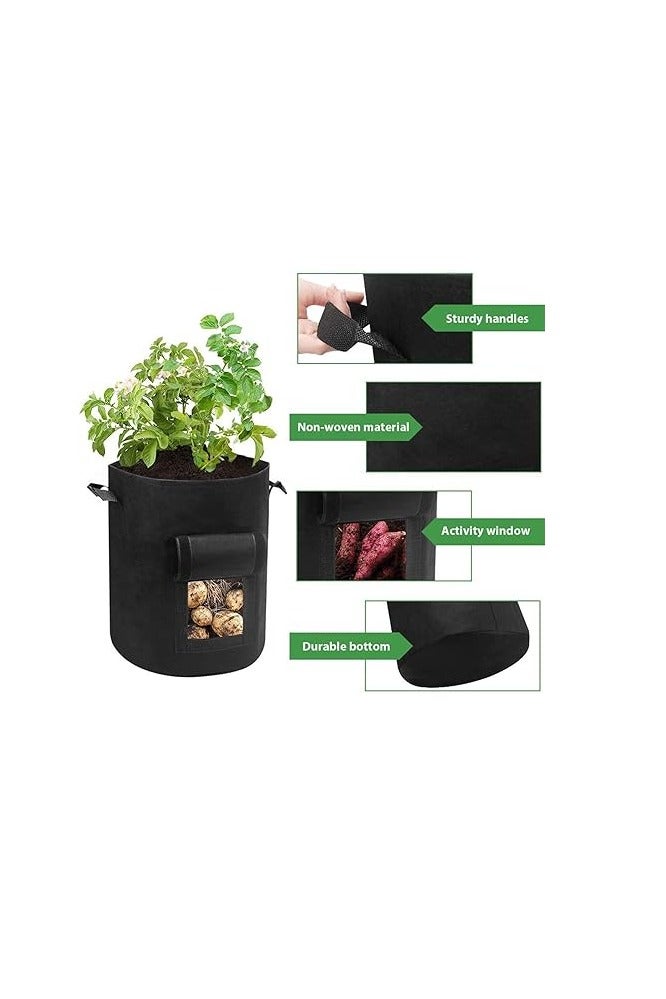 ROTRES 4 Bags for Potato Growing, 10 Gallon Non-Woven Plant Bags, 35L, Garden Seedling Bag with Viewing Window and Handles, Grow Potatoes and Tomatoes - Image 3