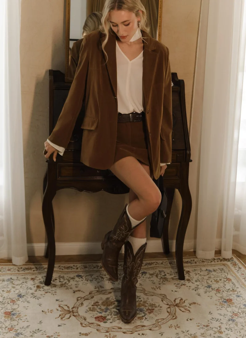 Lichi  Straight eco-suede mini skirt for Women | Best Price UAE