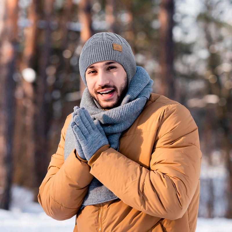 Ocatoma Winter Beanie with Earflap for Men Women Soft Warm Knit hat Fleece Lined Beanie Stocking Cap Outdoor Unisex Black - Image 5