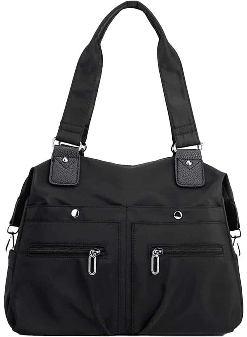 SOLARAE Messenger Bag, Messenger Bag Waterproof, 12in Mens and Wonmen Laptop Messenger Bag Contemporary, Waterproof, Durable, Versatile Nylon Waterproof Shoulder Purse Messenger (Black) - Image 1