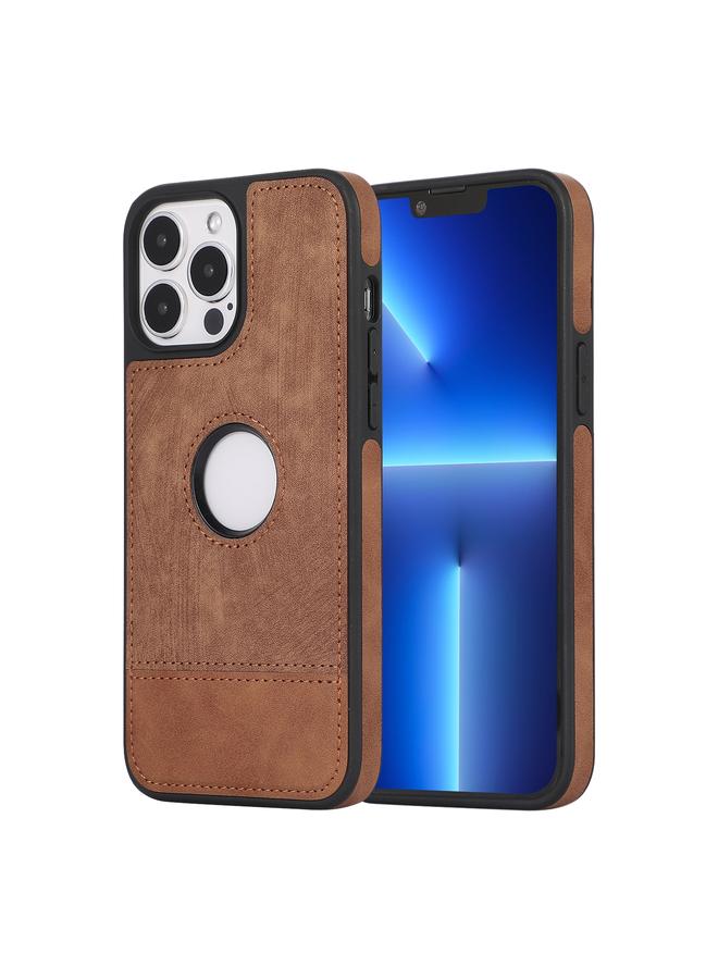 Zaboon For iPhone 13 Pro Max Splicing Sewing Hollow Cutout PU Phone Case(Brown)