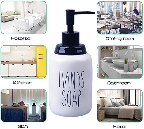Gails Willing Dishes and Hands Soap Dispenser Set – Farmhouse Style Ceramic Liquid Dispenser Bottles, Perfect for Kitchen Counter or Kitchen Sink Décor (16oz, White Bottles with Black Pump and Lettering) - Image 2