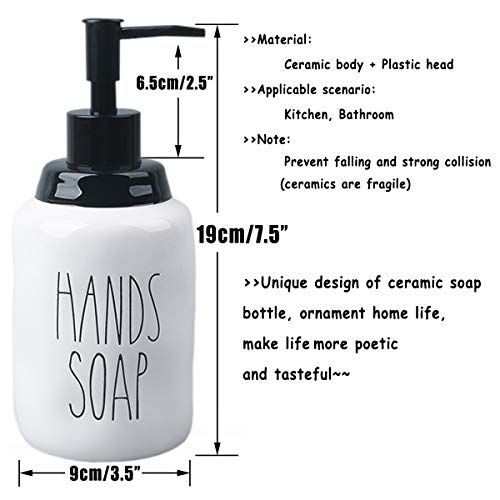 Gails Willing Dishes and Hands Soap Dispenser Set – Farmhouse Style Ceramic Liquid Dispenser Bottles, Perfect for Kitchen Counter or Kitchen Sink Décor (16oz, White Bottles with Black Pump and Lettering) - Image 3