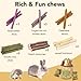 Jorewood Rabbit Chew ToysNatural Hanging Basket with Sweet BambooTimothy HayPeach Sticks for Bunny Chinchillas Guinea Pigs Hamsters Rats Teeth Grinding - Image 2
