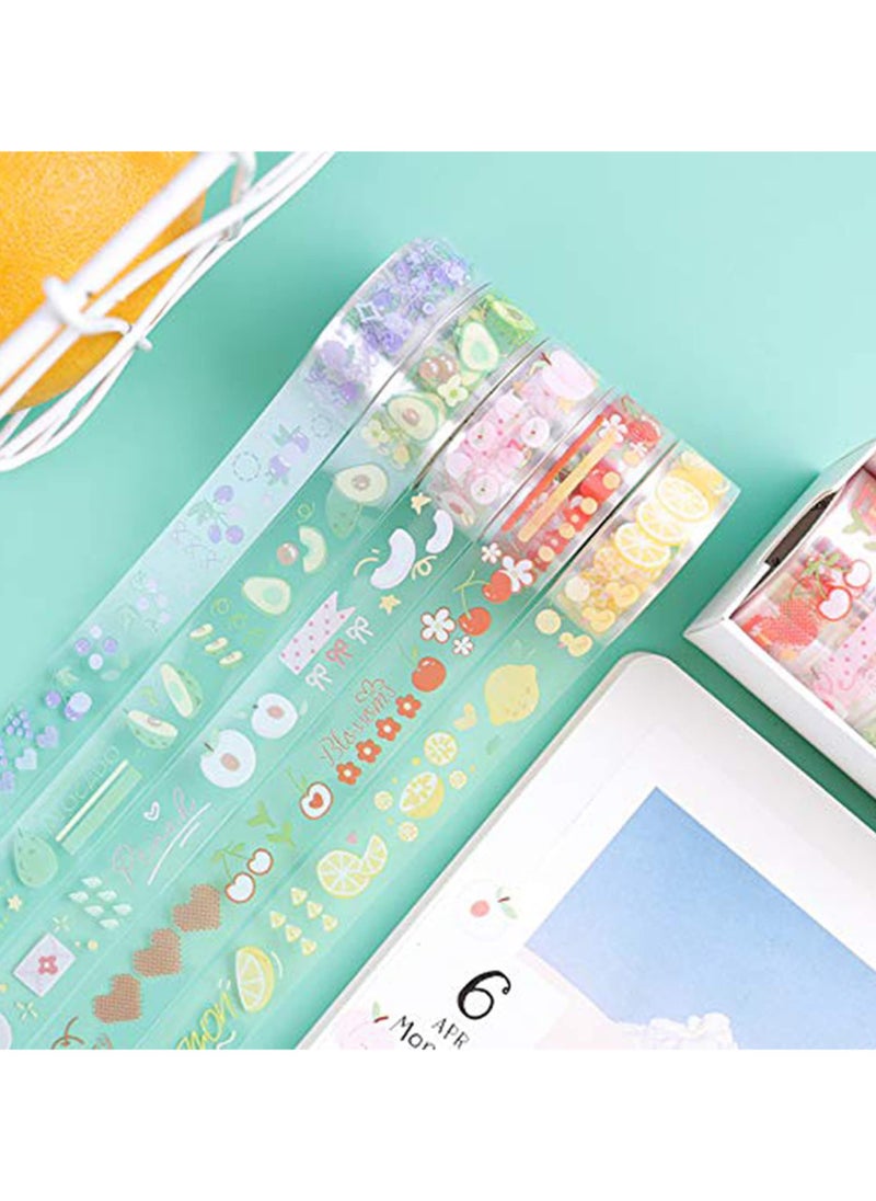 phomemo - Washi Tape Set, Creative DIY Scrapbooking Decoration, Gift Wrapping and Craft Sticky Adhesive Paper Masking Tape, Waterproof Plastic Tape, Gift for Scrapbook, Journal, Planner Arts Crafts (10 Rolls) - Image 1
