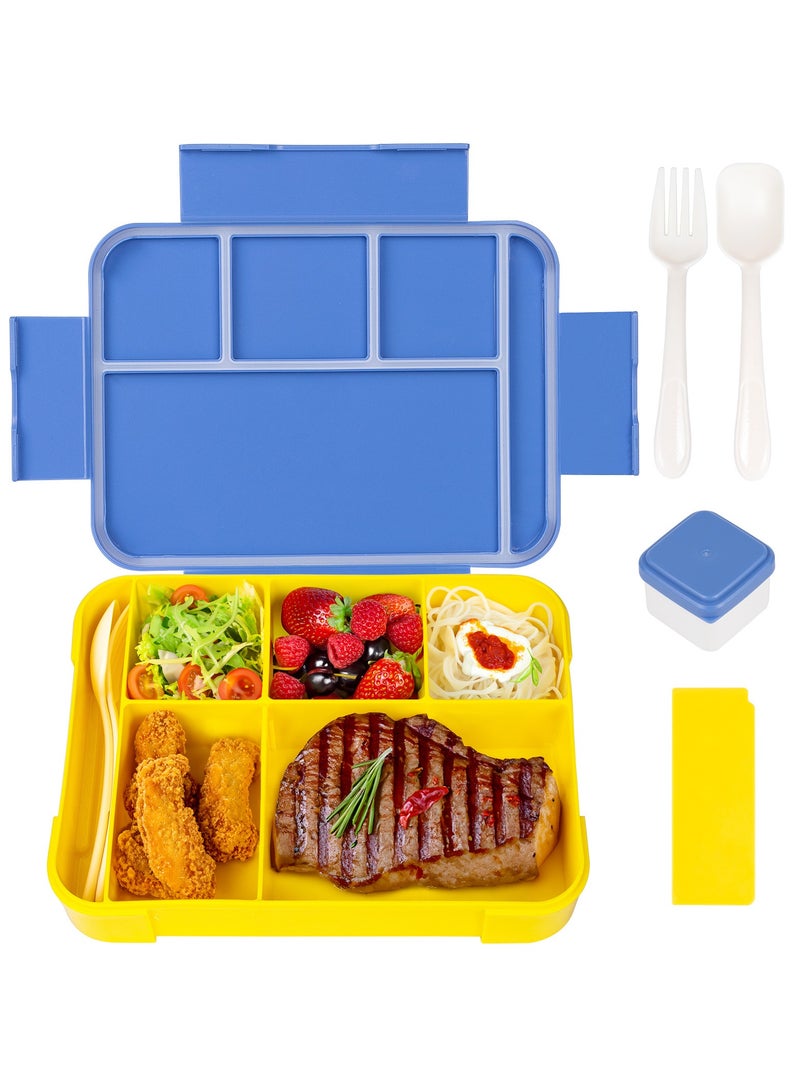 Gonice Lunch Box for Kids, 1330ML Bento Box Adult Lunch Box with 6 Compartment, Leakproof Snack Boxes with Utensil Sauce Dressing Containers, Reusable On-the-Go Meal and Snack Packing - Image 1