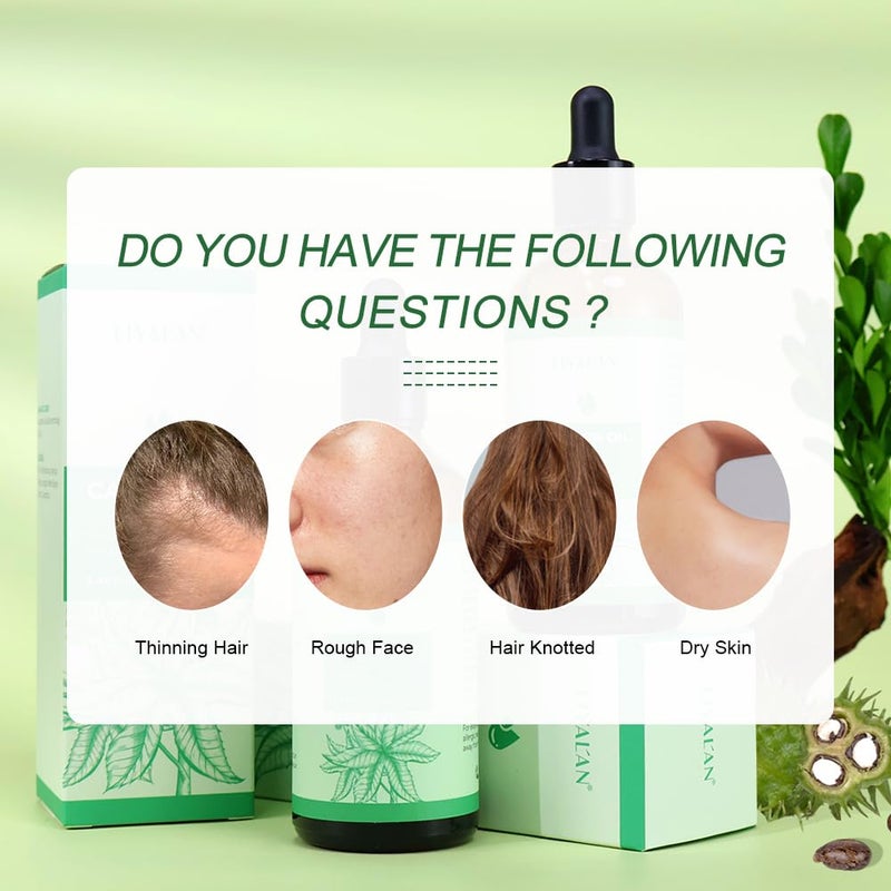 LIYALAN Pure Castor Oil Cold Pressed Unrefined Hair Oil For Thicken Nourish Hair and Scalp,Glass Bottle,For Face Body Massage,Carrier,Skin Care,3.38 fl oz - Image 4