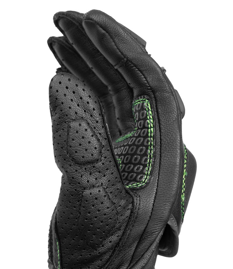 Rynox Advento Pro Gloves – CE Certified Cuff Length Motorcycle Riding Leather Gloves | Impact Protection | Carpus Bone Protection | Abrasion Resistance - Hi-Viz Green Black, Small - Image 5