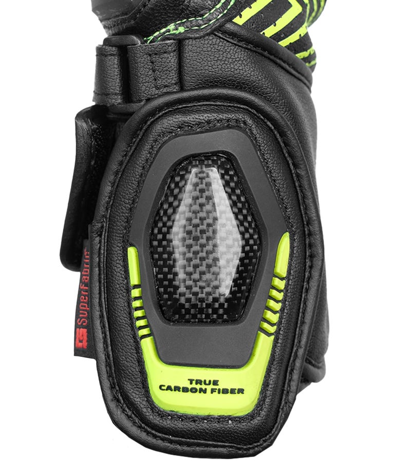 Rynox Advento Pro Gloves – CE Certified Cuff Length Motorcycle Riding Leather Gloves | Impact Protection | Carpus Bone Protection | Abrasion Resistance - Hi-Viz Green Black, Small - Image 3