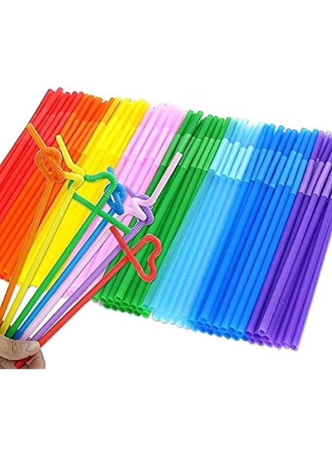 جرين تايجر 100 قطعة من مصاصات الشرب البلاستيكية المرنة متعددة الألوان - قابلة للثني - Image 4