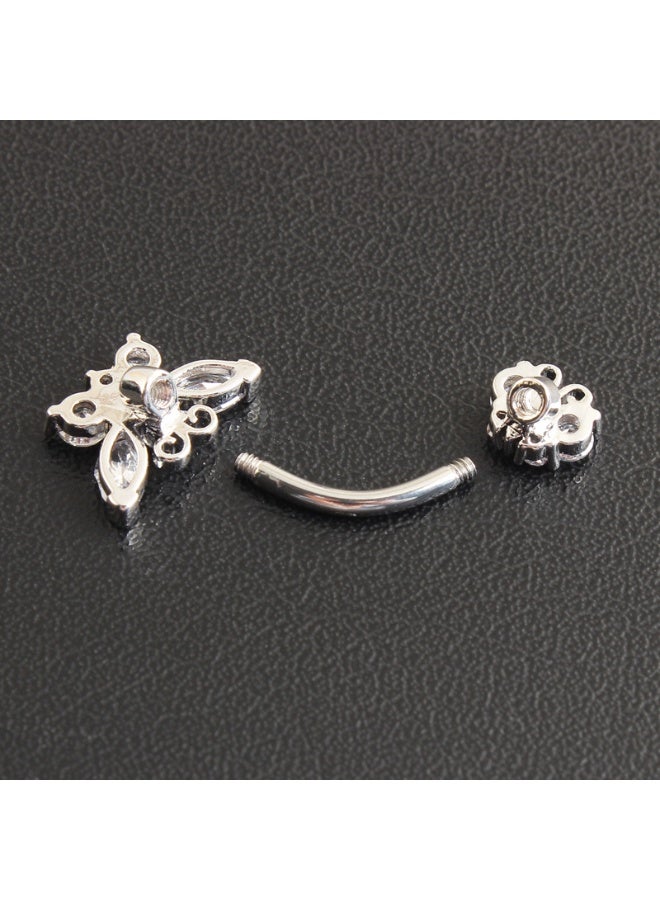 Innoshine Surgical Steel Piercing Belly Ring Elegant Silver Titanium  Belly Button Ring, Butterfly Design Navel Piercing Ring with Sparkling Zirconia for Fashion Women Hypoallergenic Medical Grade Body Piercing Jewelry Ideal for Party Graduation Anniversary Gifts - Image 4