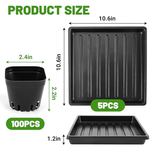 warmfarm 100 Pics Nursery Pots with 5 Pics Sturdy Seedling Trays, Space-Saving Gardening Kit for Indoor and Outdoor Use - Image 2