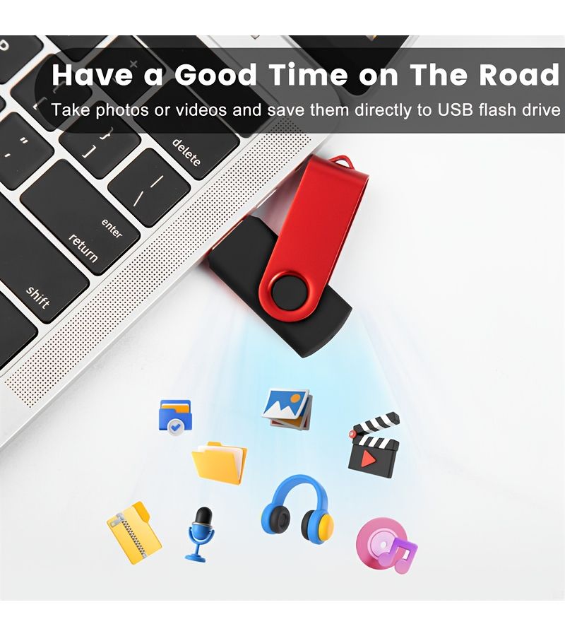 مجموعة محركات أقراص USB محمولة: 5 قطع سعة 16 جيجابايت، USB 2.0، مع حقيبة تخزين ومحولين USB C، عصي تخزين بيانات محمولة لهواتف Android التي تدعم OTG وأجهزة Mac وأجهزة الكمبيوتر المحمولة. - Image 3