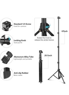 Jmary MT36 Selfie Stick Phone Tripod 67" Extendable Travel Tripod Stand with Phone Clip 1.7 meter Tripod for Video Shooting vlog  - Image 3